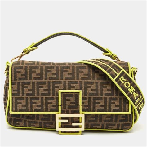 fendi baguette neon green|Fendi chenille bag.